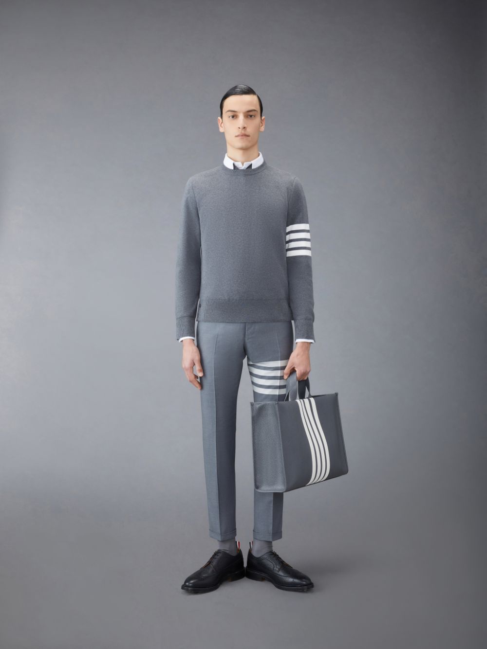 Thom Browne Cotton Crepe Men Pullover Grey | LQX61P07316