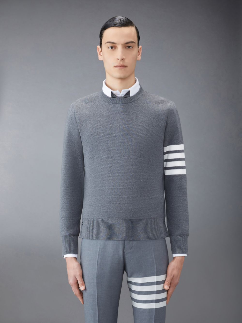 Thom Browne Cotton Crepe Men Pullover Grey | LQX61P07316