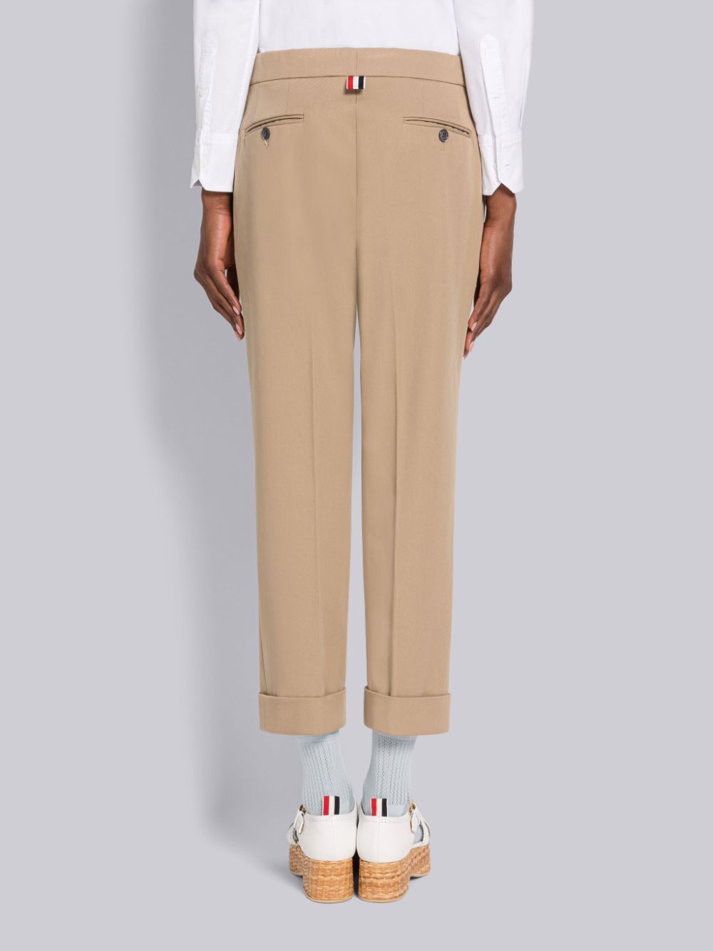 Thom Browne Cotton Gabardine Low Rise Slim Women Pants Brown | SVB60N43428