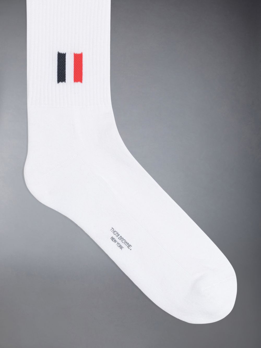 Thom Browne Cotton Intarsia Stripe Athletic Mid Calf Men Socks White | OEB47O08041