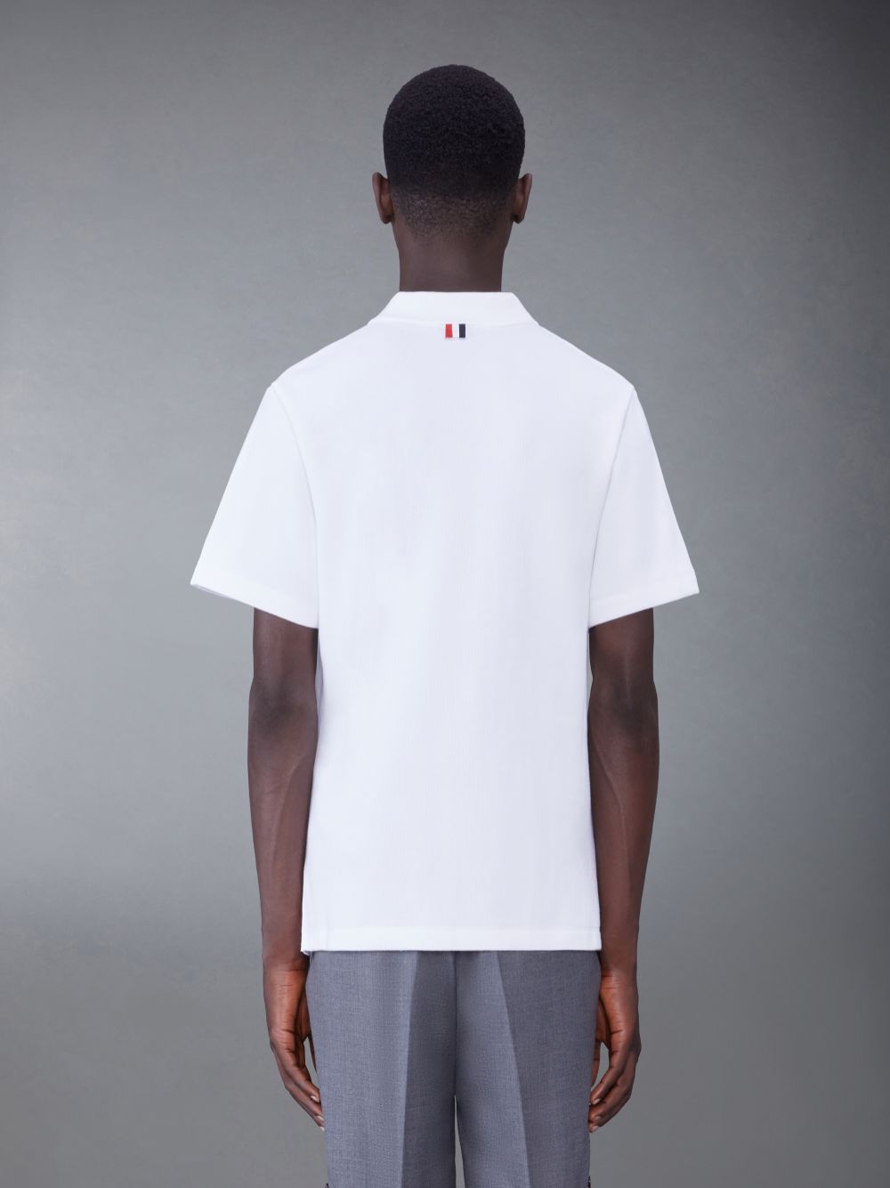 Thom Browne Cotton Interlock Short Sleeve Pocket Men Polo Shirt White | EIL42M95902