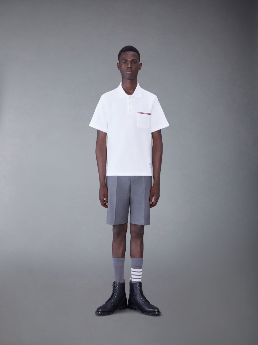 Thom Browne Cotton Interlock Short Sleeve Pocket Men Polo Shirt White | EIL42M95902