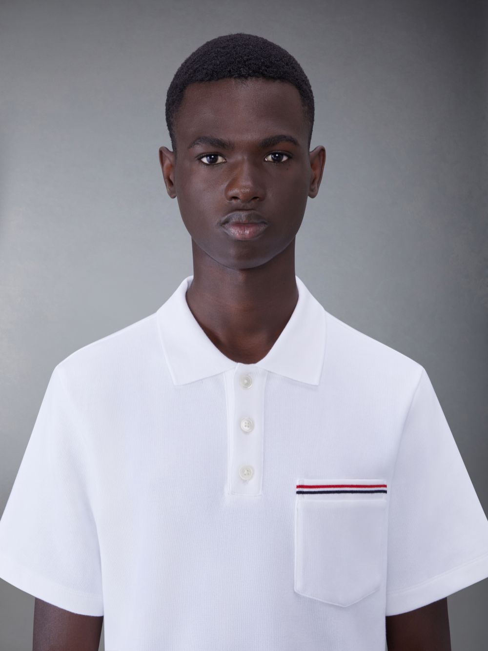 Thom Browne Cotton Interlock Short Sleeve Pocket Men Polo Shirt White | EIL42M95902