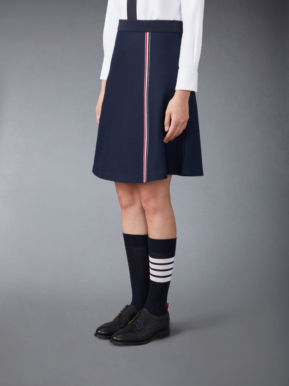 Thom Browne Cotton Midi Flare Women Skirts Blue | YEY82X44250