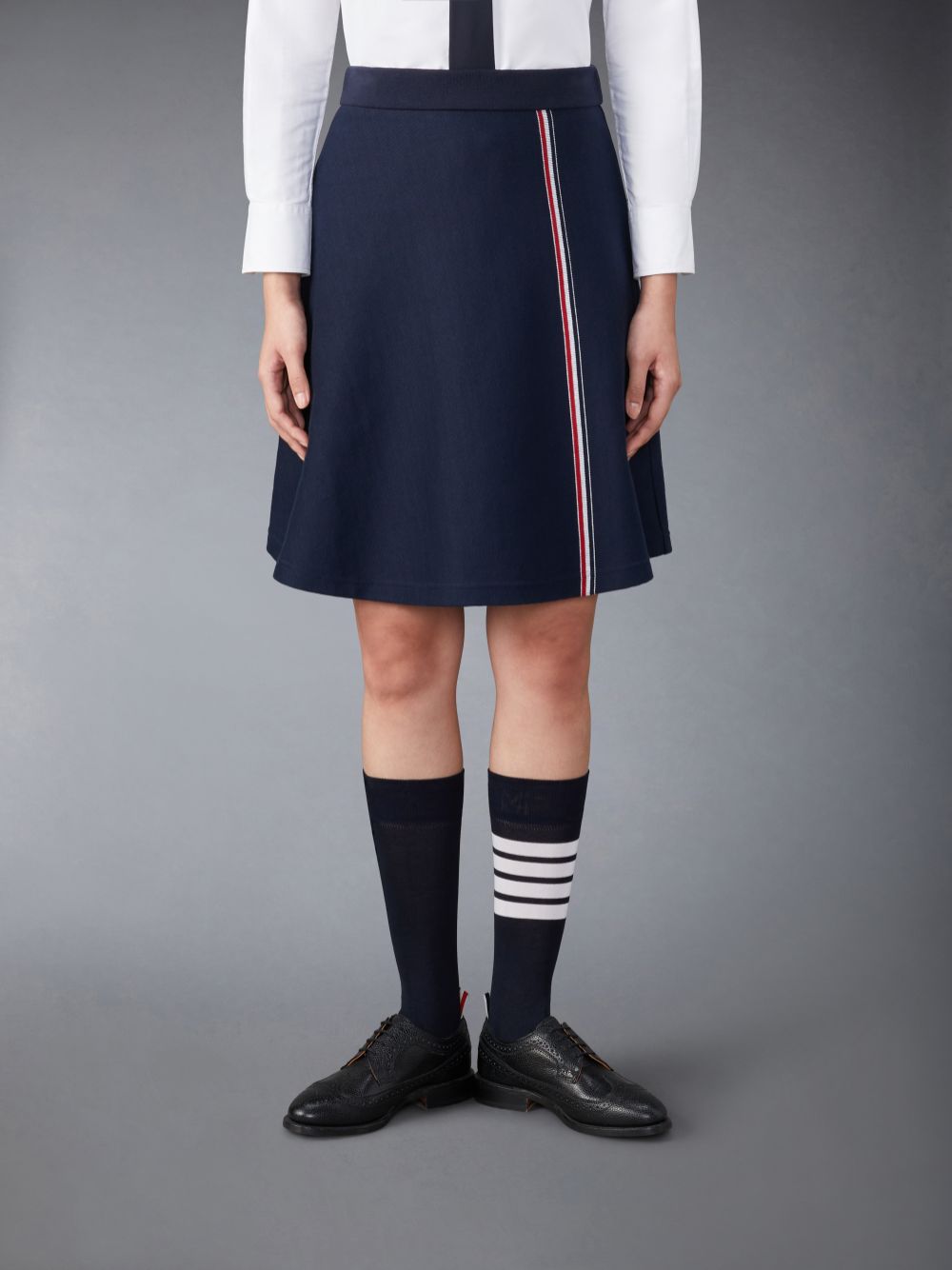 Thom Browne Cotton Midi Flare Women Skirts Blue | YEY82X44250