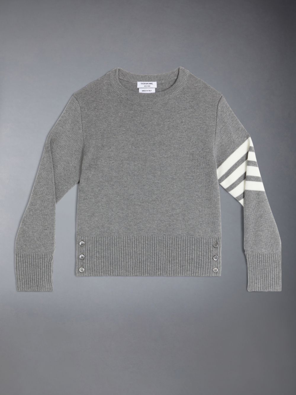 Thom Browne Cotton Milano 4-Bar Boys\'s Pullover Grey | JSU46X81609