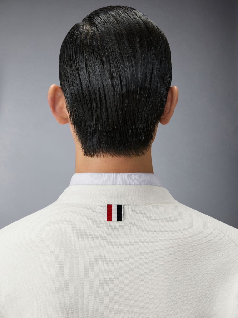 Thom Browne Cotton Milano Stitch Flag Patch Men Cardigan White | GPV13Y13383