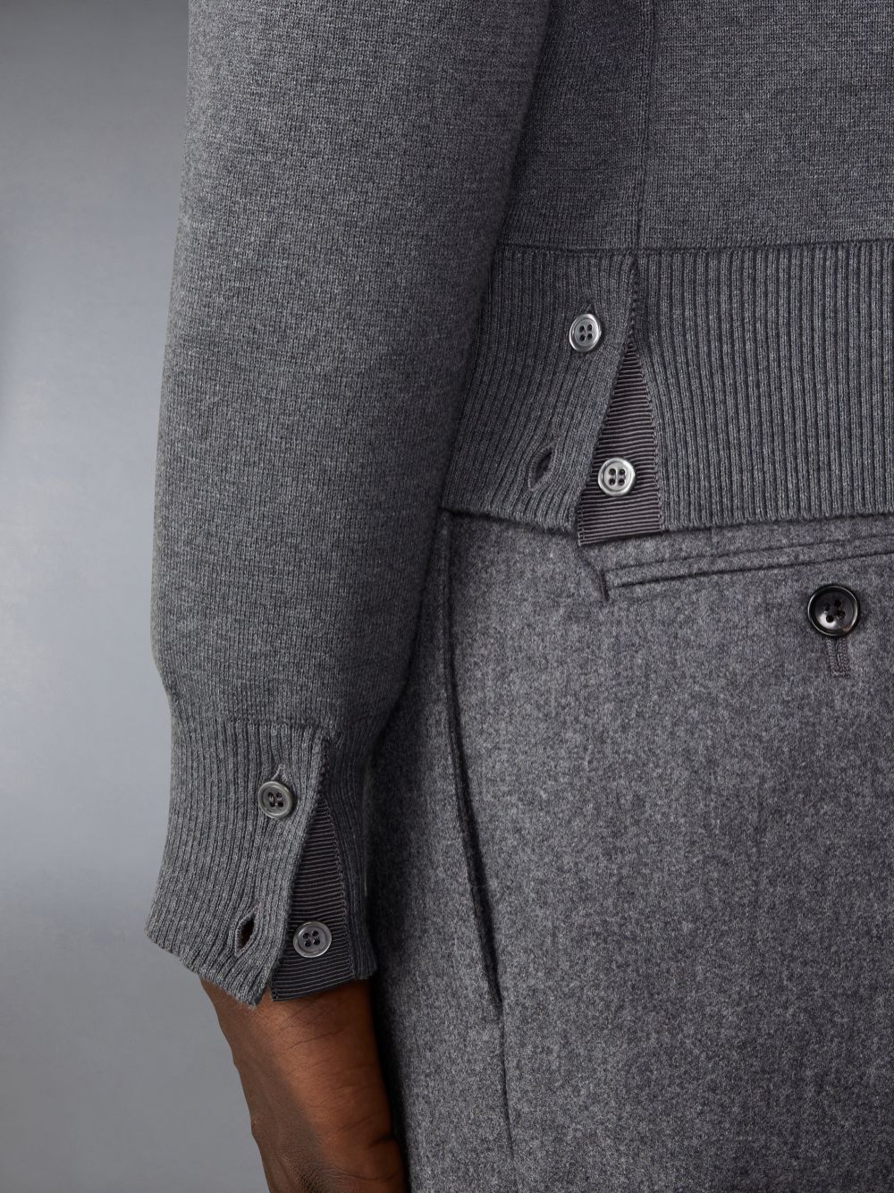 Thom Browne Cotton Milano Stitch Men Cardigan Grey | HJV45S92300