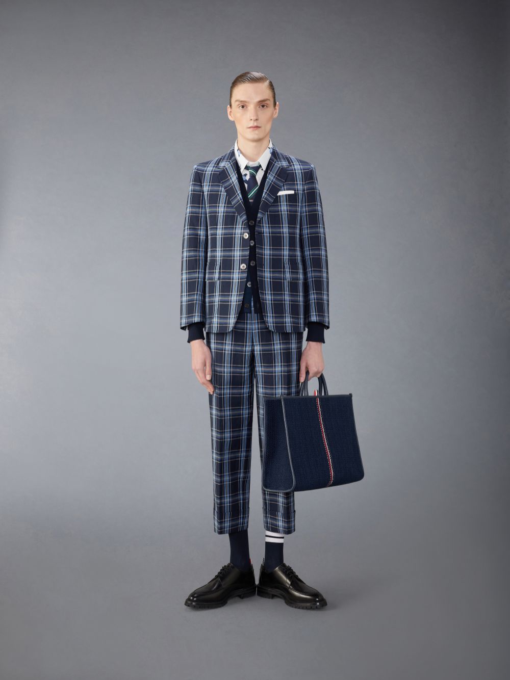 Thom Browne Cotton Milano Stitch Men Cardigan Blue | GHI60J75582