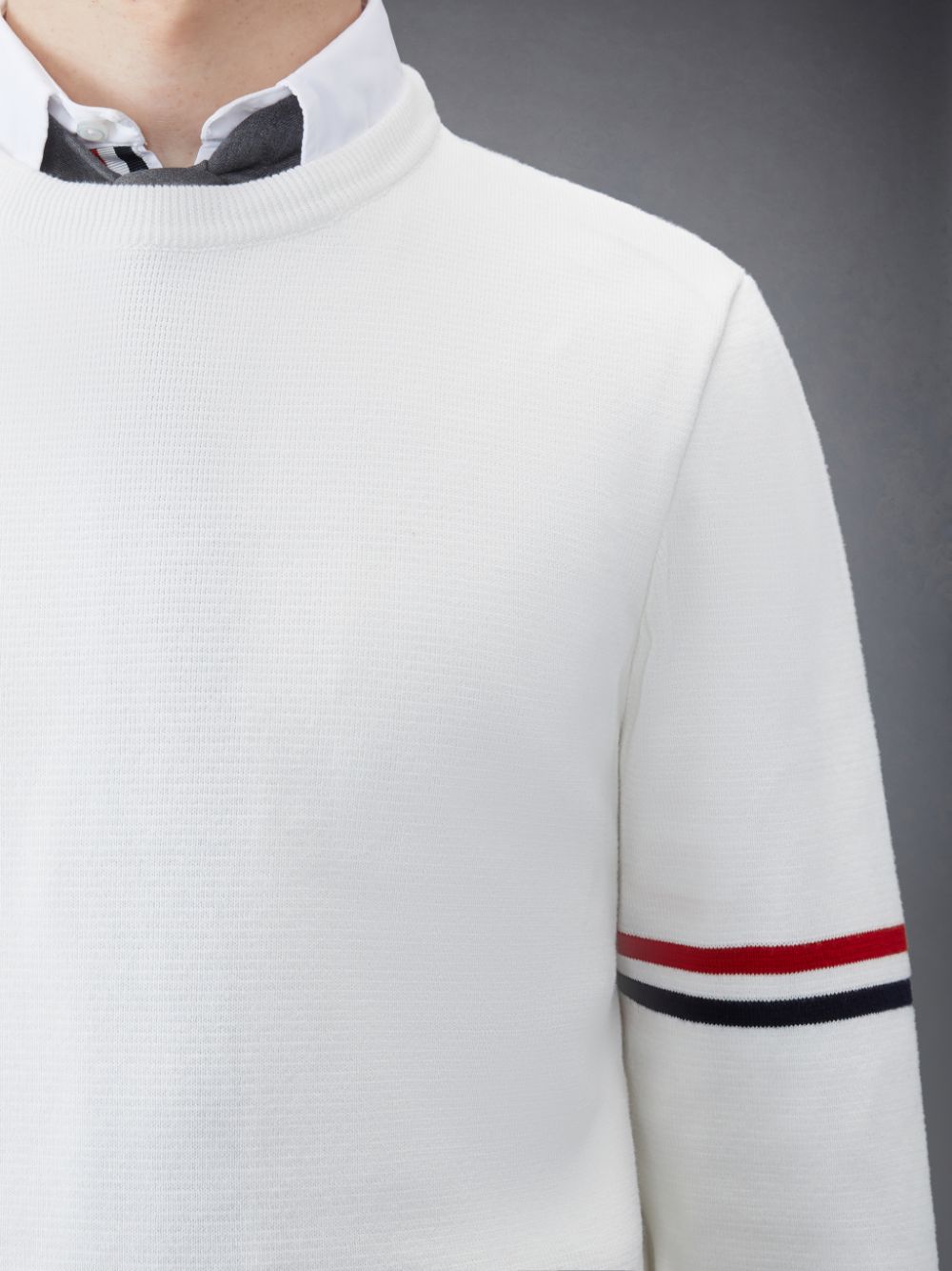 Thom Browne Cotton Milano Stripe Men Pullover White | UGV15U21409