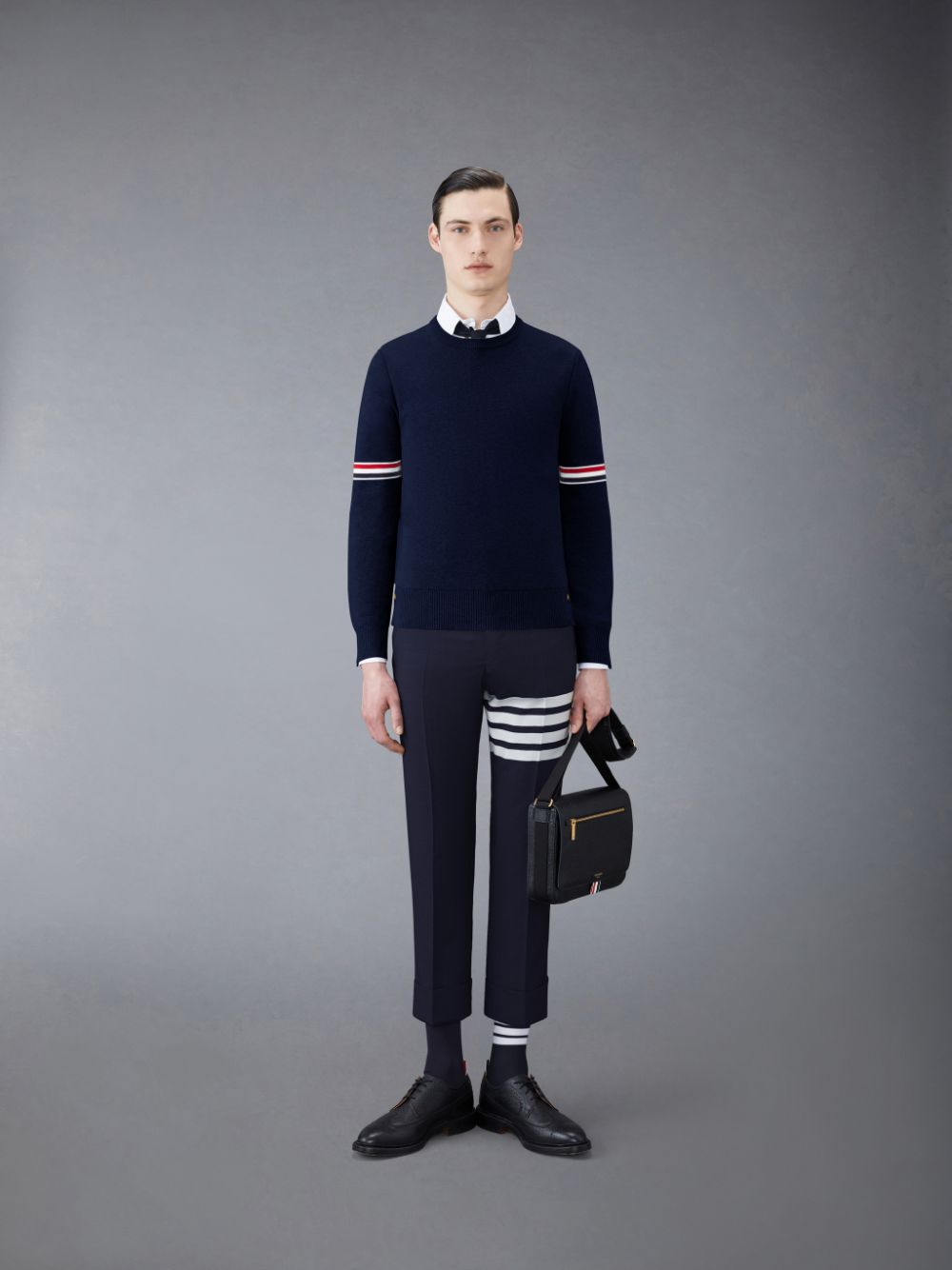 Thom Browne Cotton Milano Stripe Men Pullover Blue | VLF28O50493