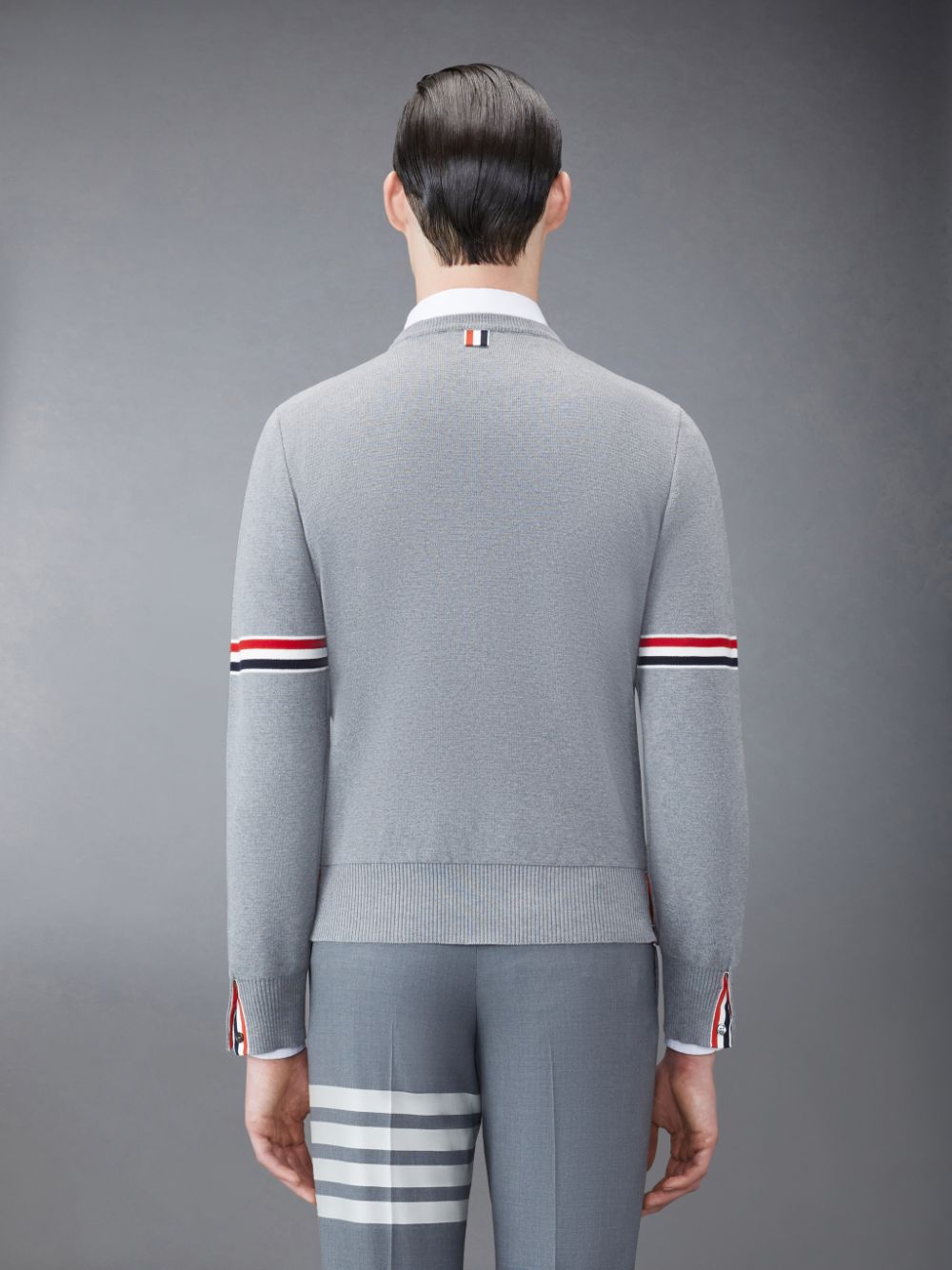 Thom Browne Cotton Milano Stripe Men Pullover Grey | XNB69F08141