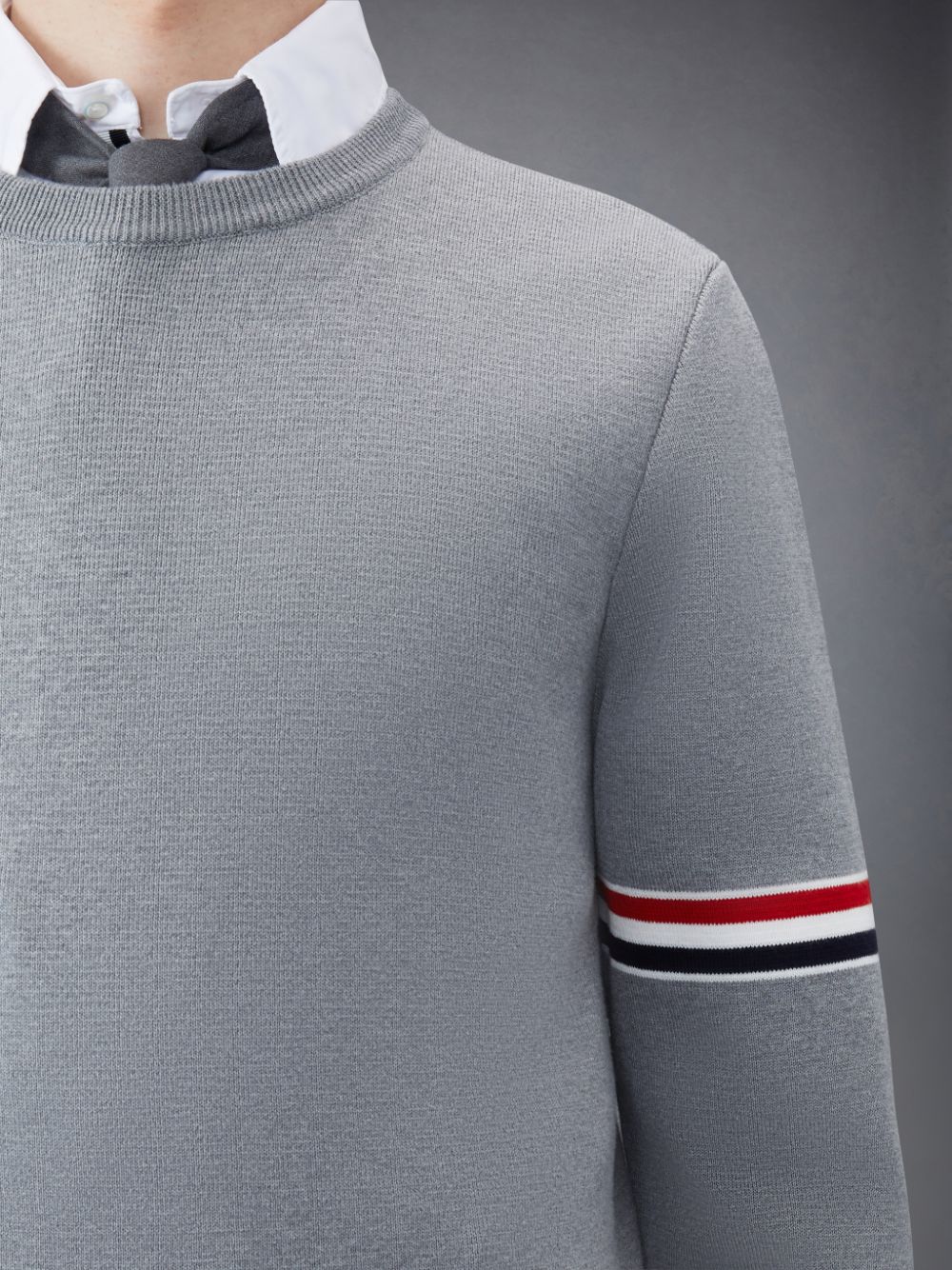 Thom Browne Cotton Milano Stripe Men Pullover Grey | XNB69F08141