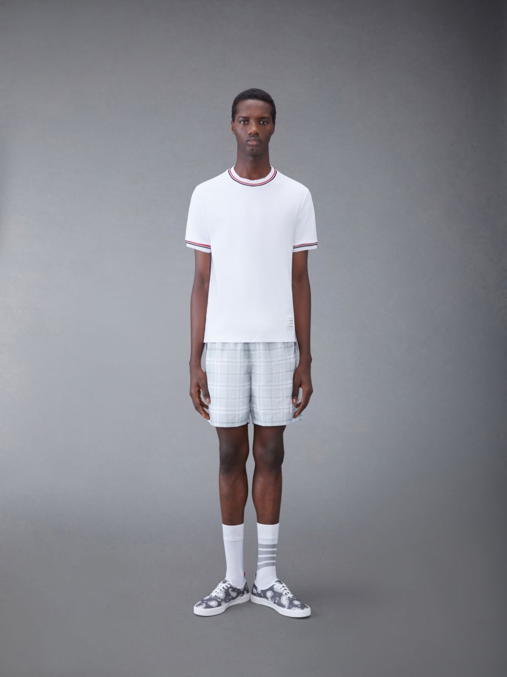 Thom Browne Cotton Milano Stripe Men T Shirts White | UDF07L74267