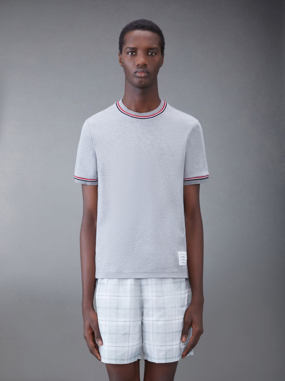 Thom Browne Cotton Milano Stripe Men T Shirts Grey | ZBU40A76027