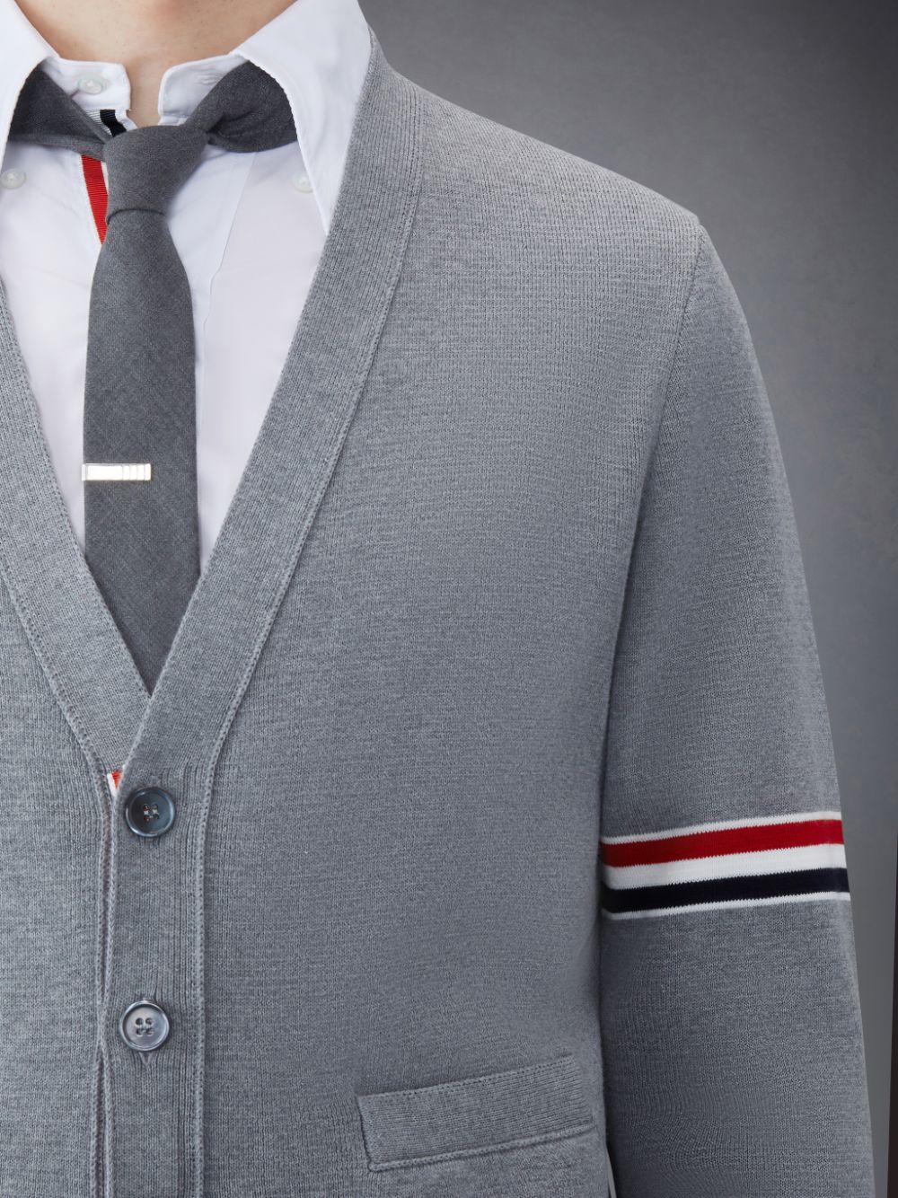 Thom Browne Cotton Milano V-Neck Men Cardigan Grey | KQJ27O53236