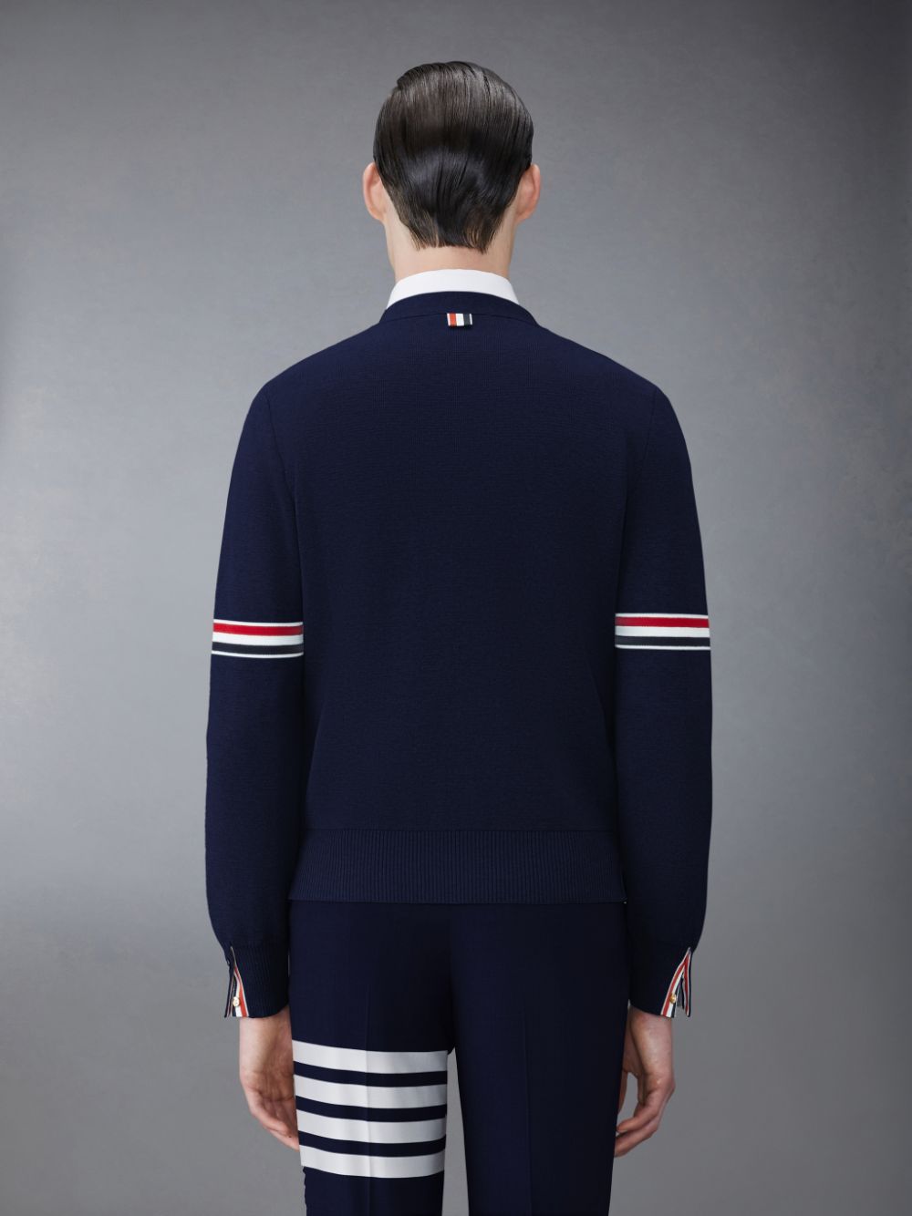 Thom Browne Cotton Milano V-Neck Men Cardigan Blue | SNL50K13665