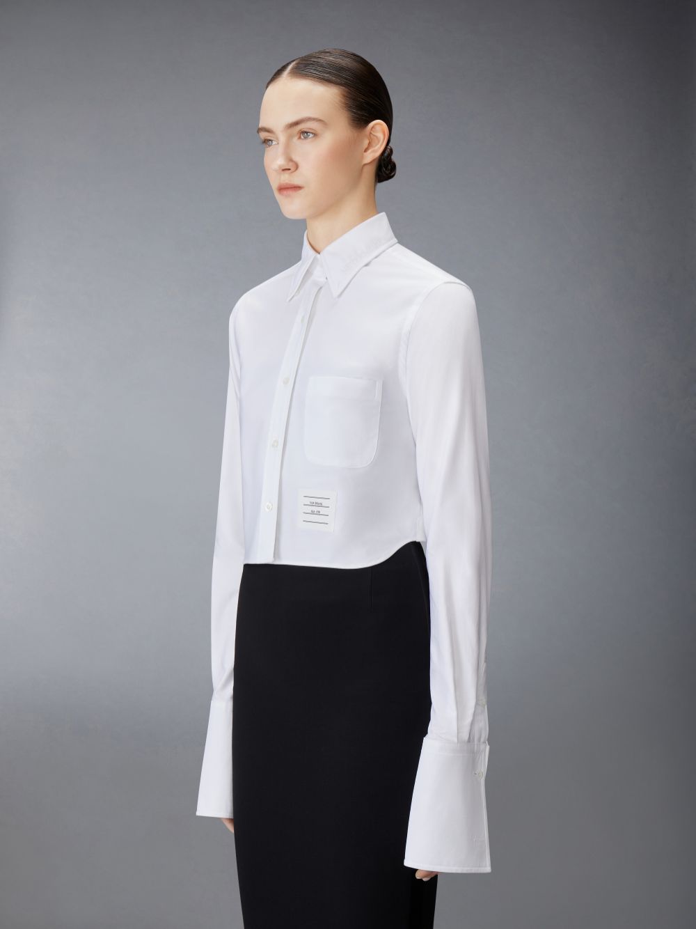 Thom Browne Cotton Nevermore Stitch Cropped Women Shirts White | AHZ87C10876