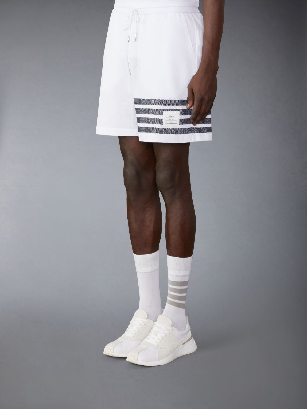 Thom Browne Cotton Pique 4-Bar Men Shorts White | GKG46X87851