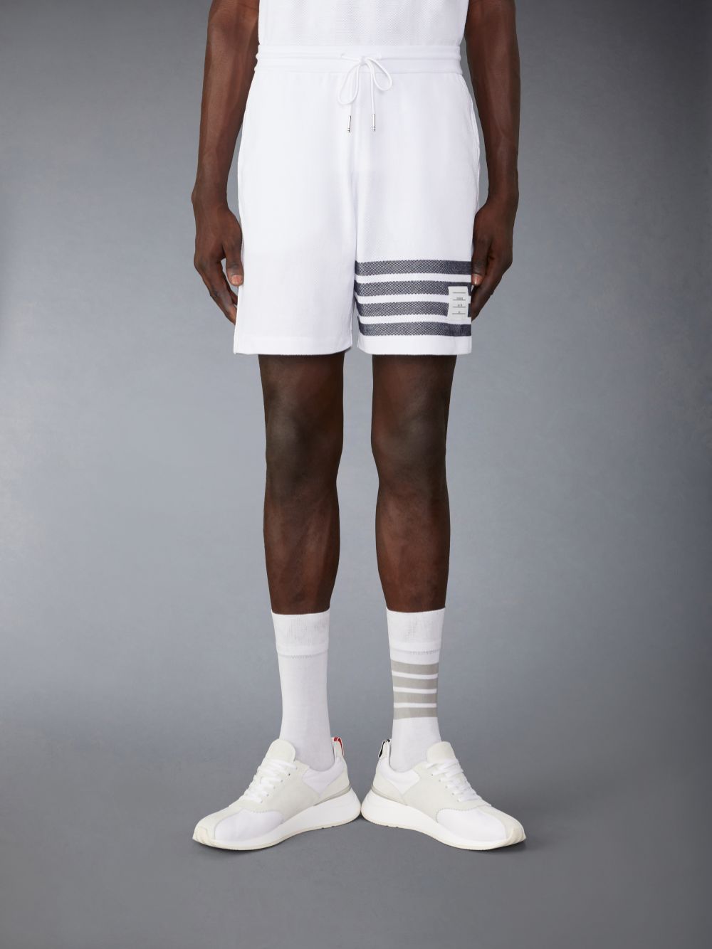 Thom Browne Cotton Pique 4-Bar Men Shorts White | GKG46X87851