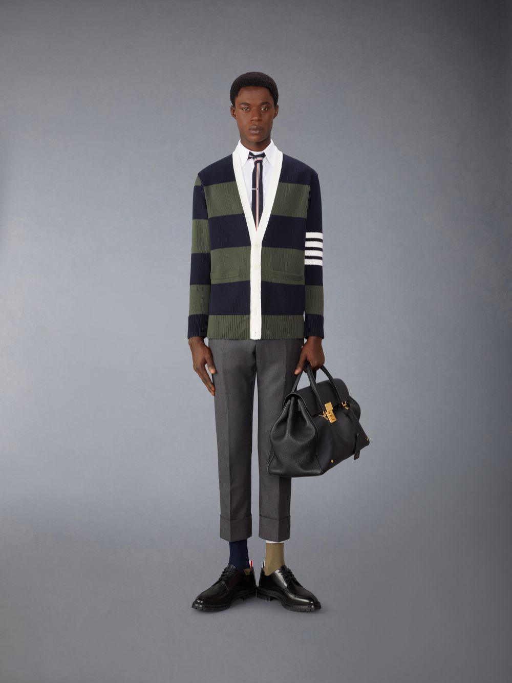 Thom Browne Cotton Rugby 4-Bar Rose Icon Men Cardigan Blue | EII56H04635