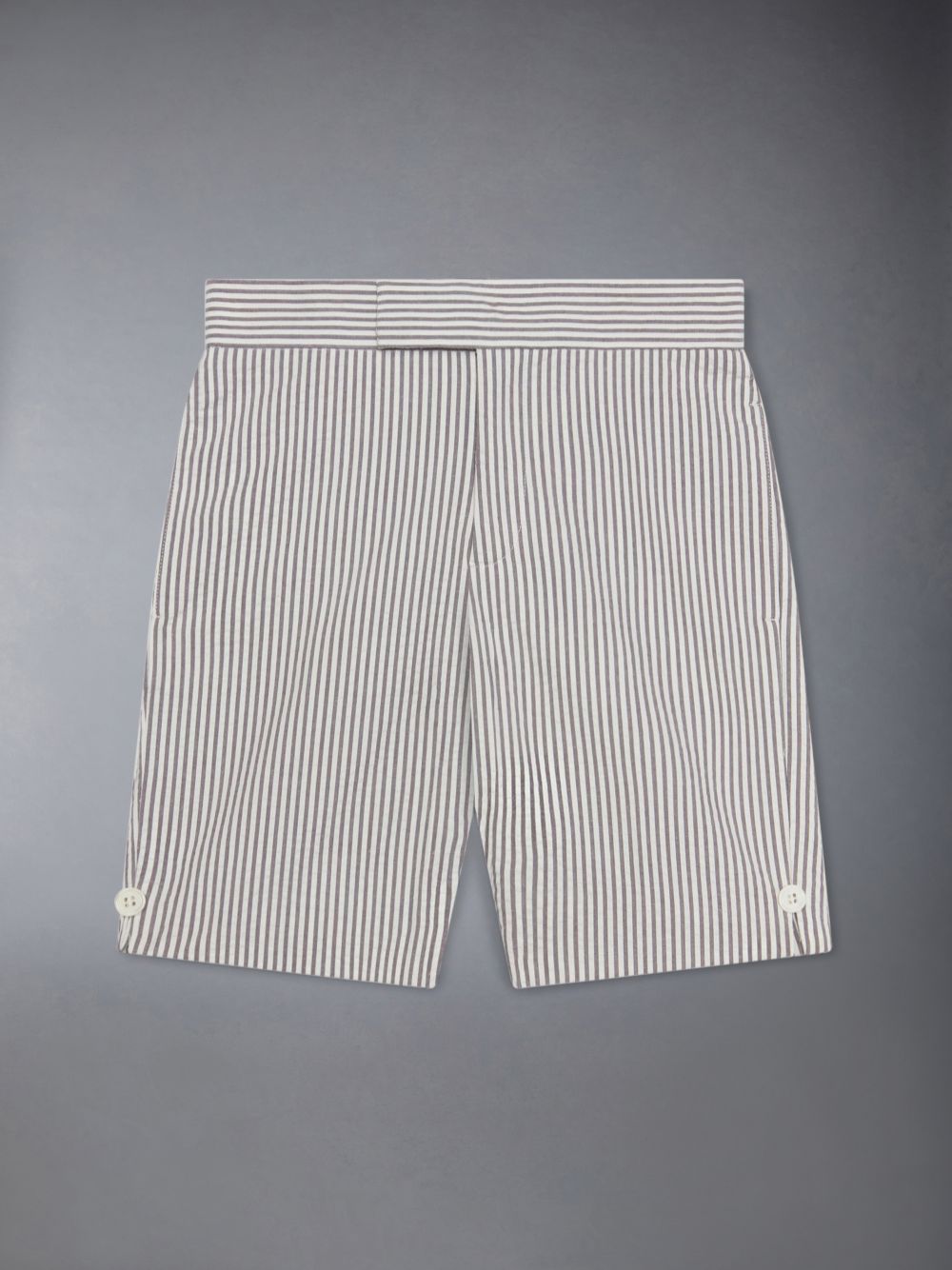 Thom Browne Cotton Seersucker Bermuda Girls\'s Shorts Grey | FFA81P21852