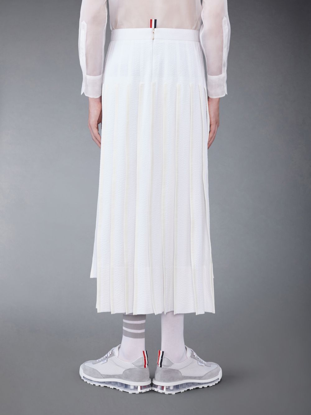 Thom Browne Cotton Seersucker Pleated Men Skirts White | AUS24V49184