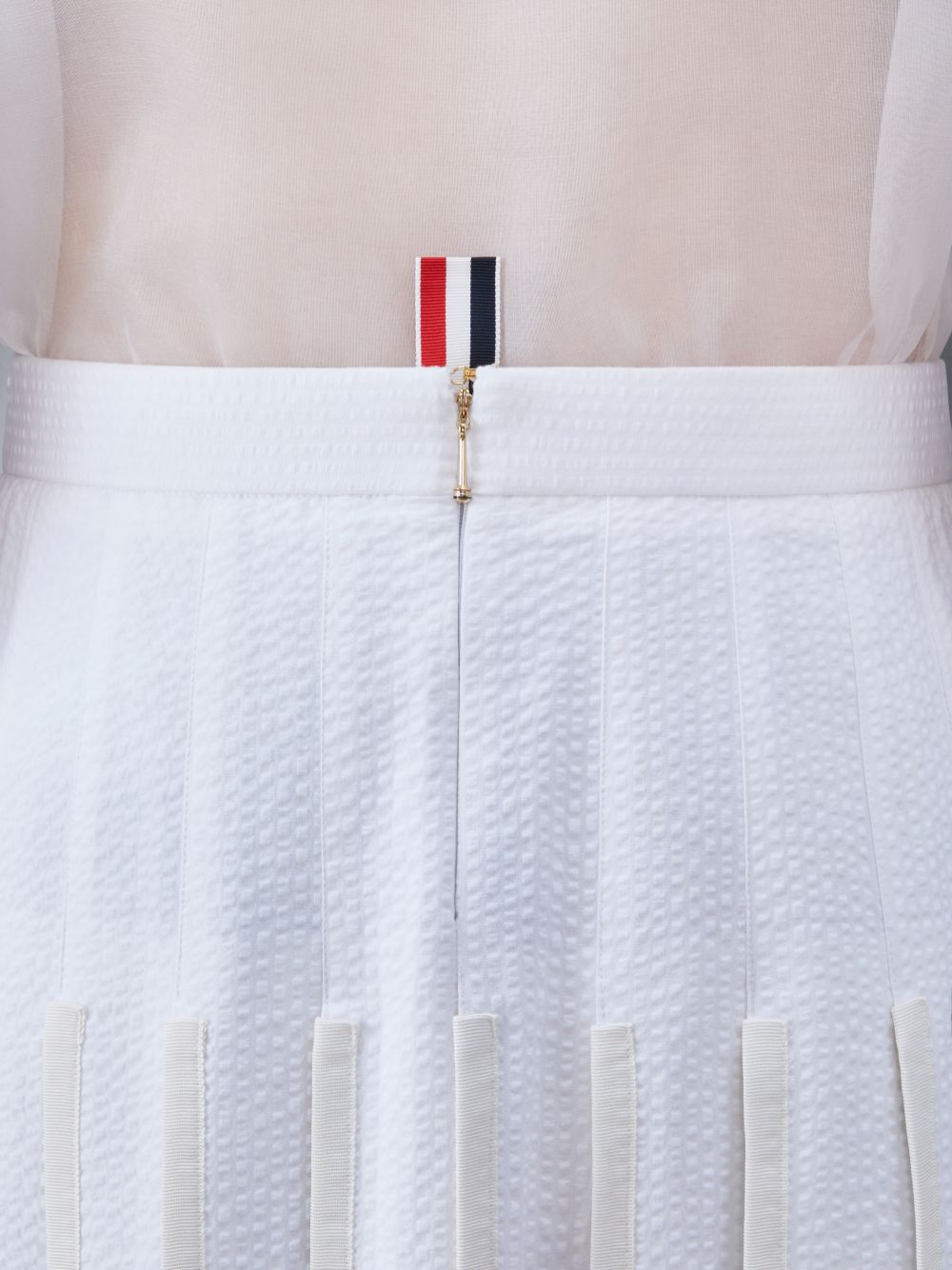 Thom Browne Cotton Seersucker Pleated Men Skirts White | AUS24V49184