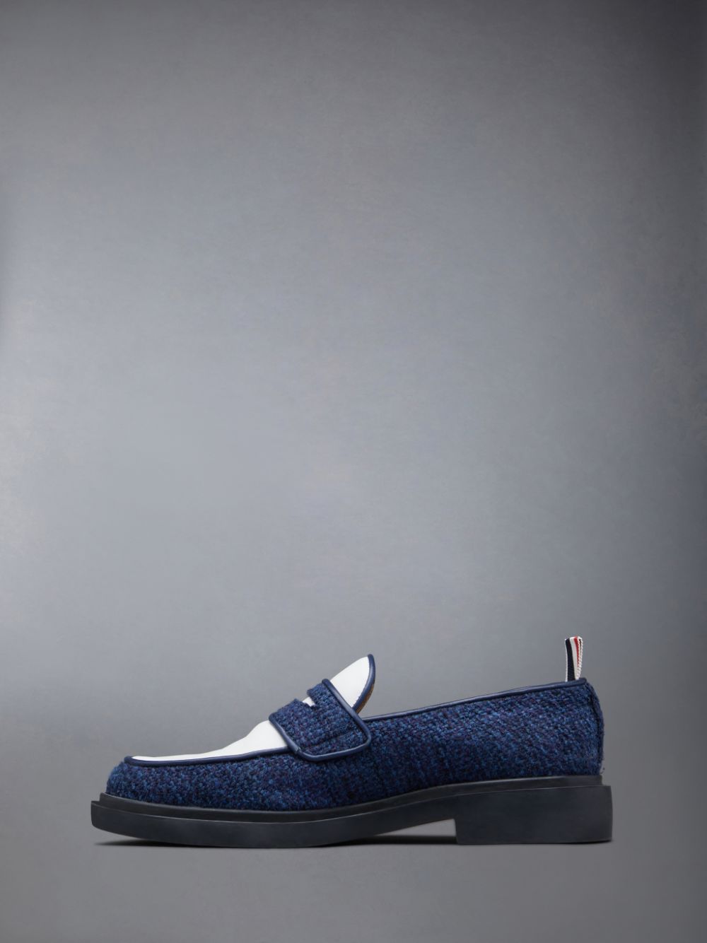 Thom Browne Cotton Tweed Lightweight Rubber Sole Classic Penny Women Loafers Blue | AUJ82P91273