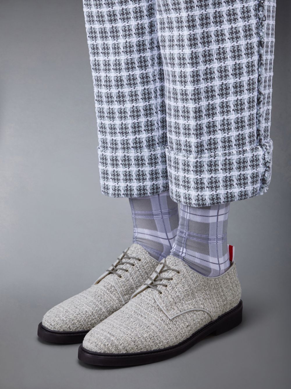 Thom Browne Cotton Tweed Micro Sole Uniform Men Oxford Shoes Grey | LGY81F96941