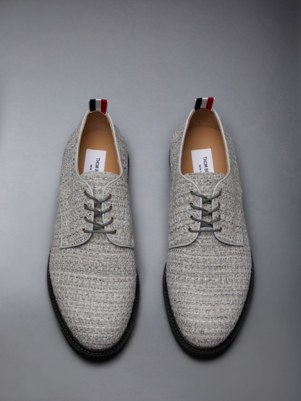 Thom Browne Cotton Tweed Micro Sole Uniform Men Oxford Shoes Grey | LGY81F96941