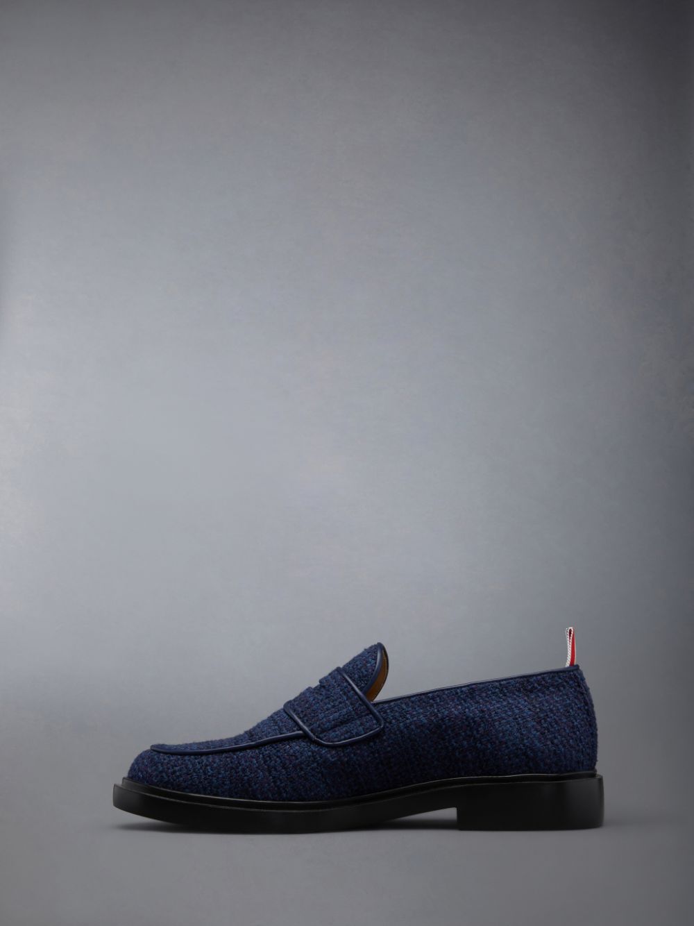 Thom Browne Cotton Tweed Rubber Sole Classic Penny Men Loafers Blue | GLG78G07405