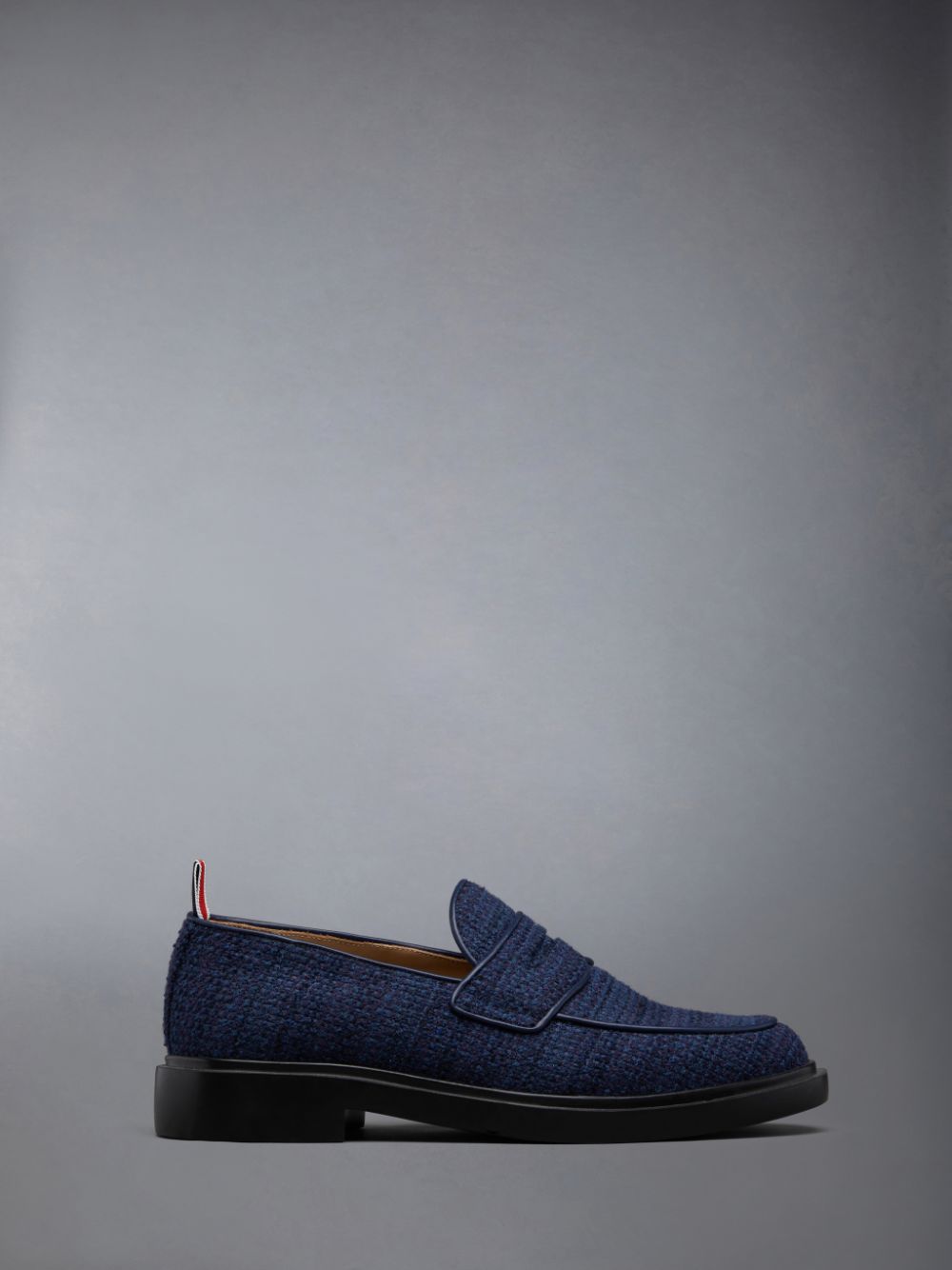 Thom Browne Cotton Tweed Rubber Sole Classic Penny Men Loafers Blue | GLG78G07405