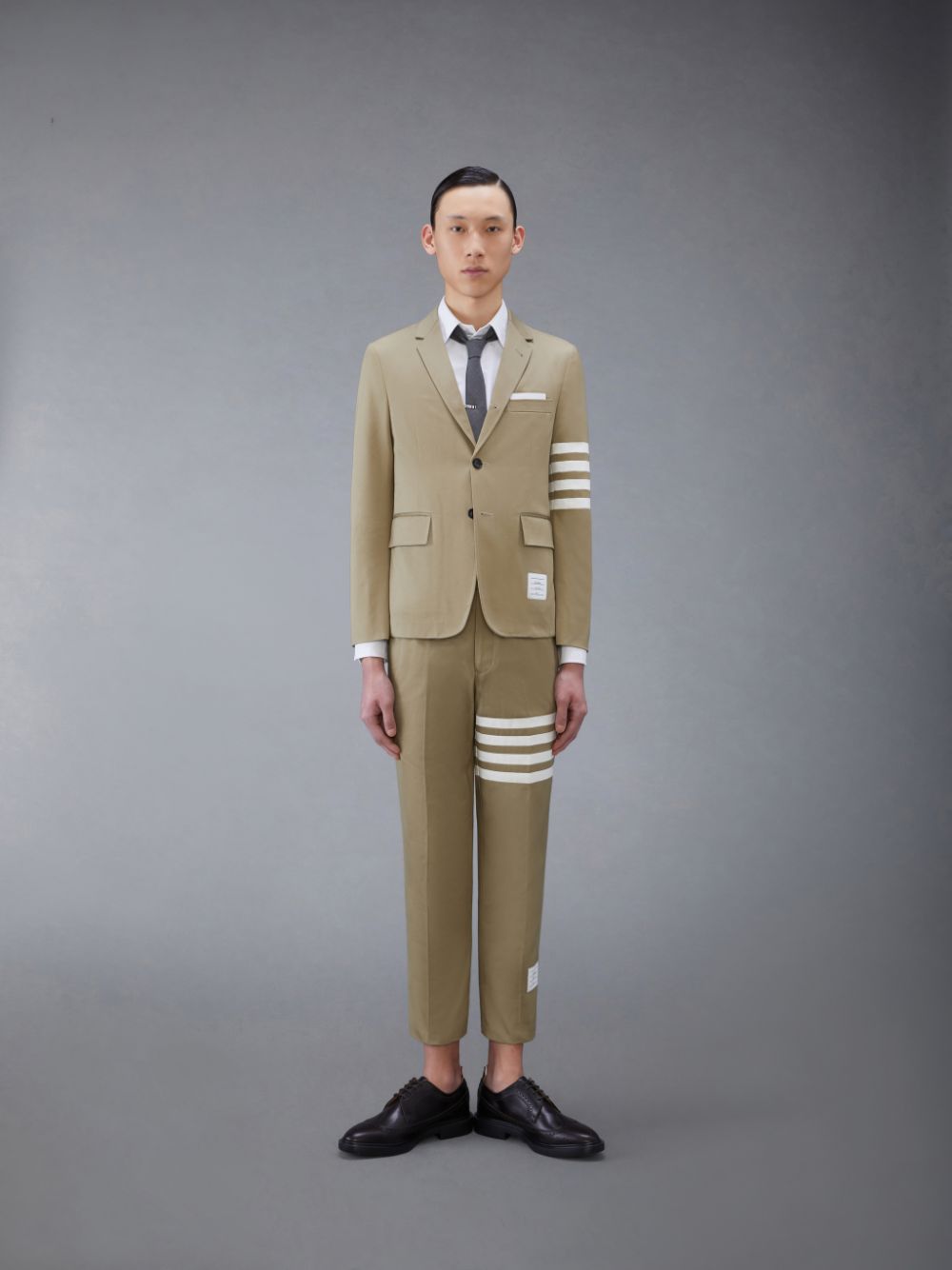 Thom Browne Cotton Twill 4-Bar Unconstructed Classic Sport Men Coats Beige | REC64E41756