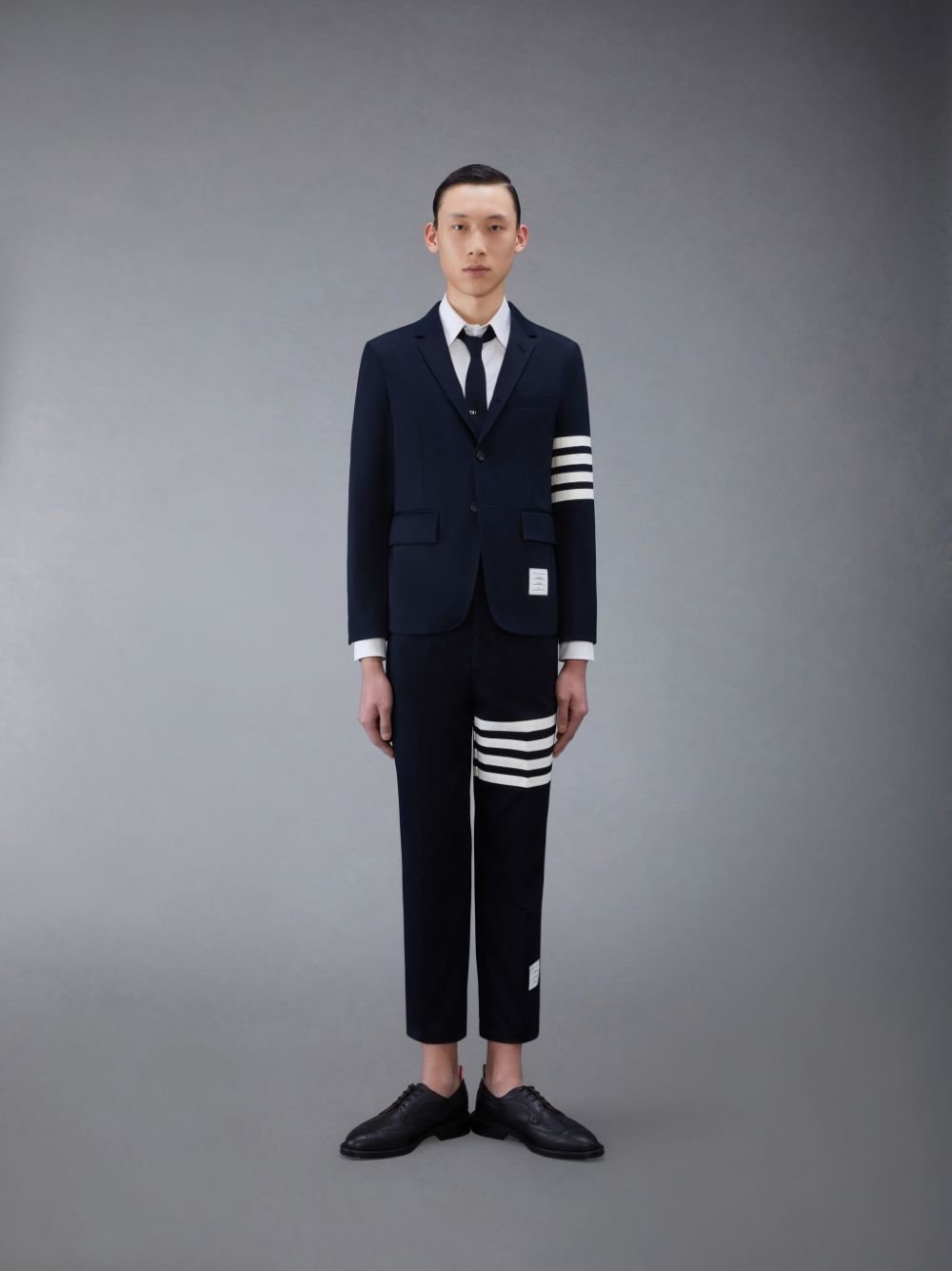 Thom Browne Cotton Twill 4-Bar Unconstructed Classic Sport Men Coats Blue | WSA31A06644