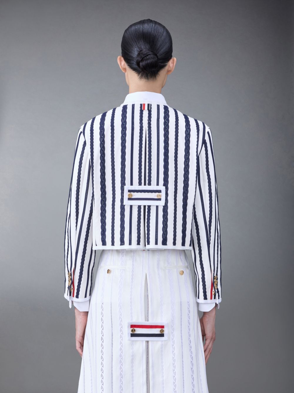 Thom Browne Cotton Twill Box Pleat Women Jackets Beige | PNL16E44805