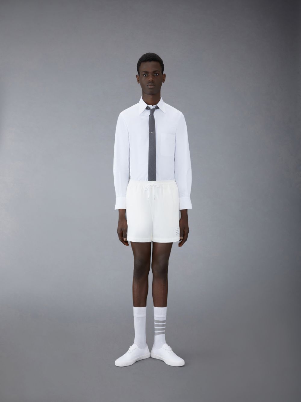 Thom Browne Cotton Twill Drawstring Rugby Men Shorts White | BYS20E61936