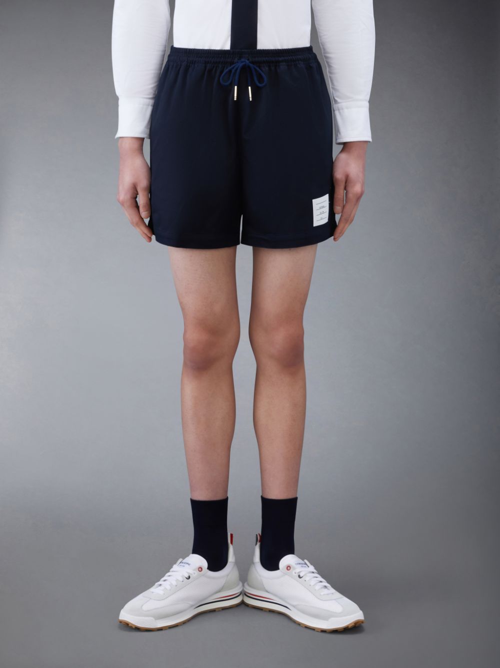 Thom Browne Cotton Twill Drawstring Rugby Men Shorts Blue | GNK25A96752