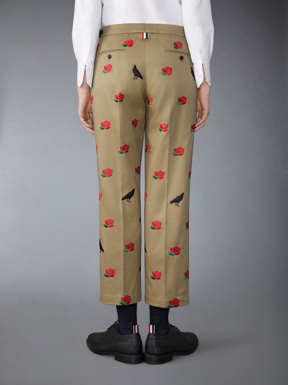 Thom Browne Cotton Twill Rose and Raven Chino Side Tab Women Pants Brown | WHW87O77839