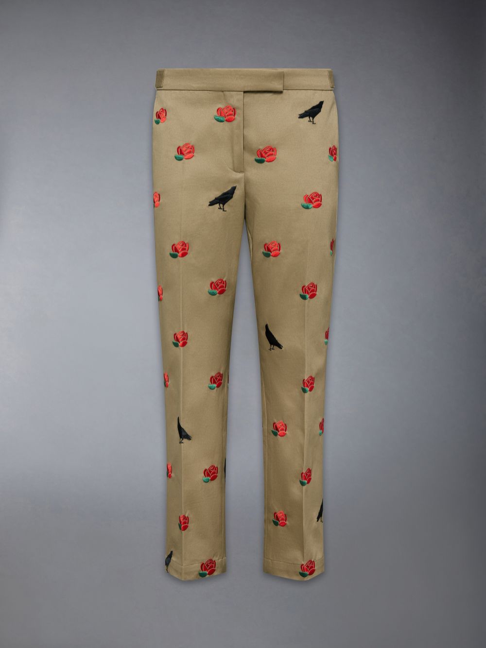 Thom Browne Cotton Twill Rose and Raven Chino Side Tab Women Pants Brown | WHW87O77839