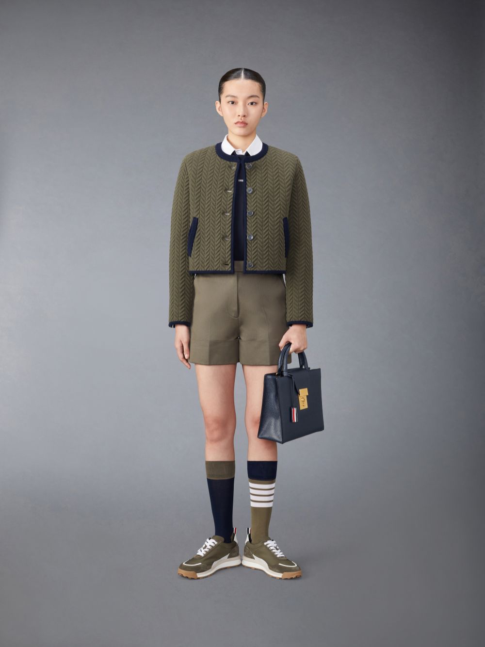 Thom Browne Cotton Twill Sack Women Shorts Green | SDH43C39205