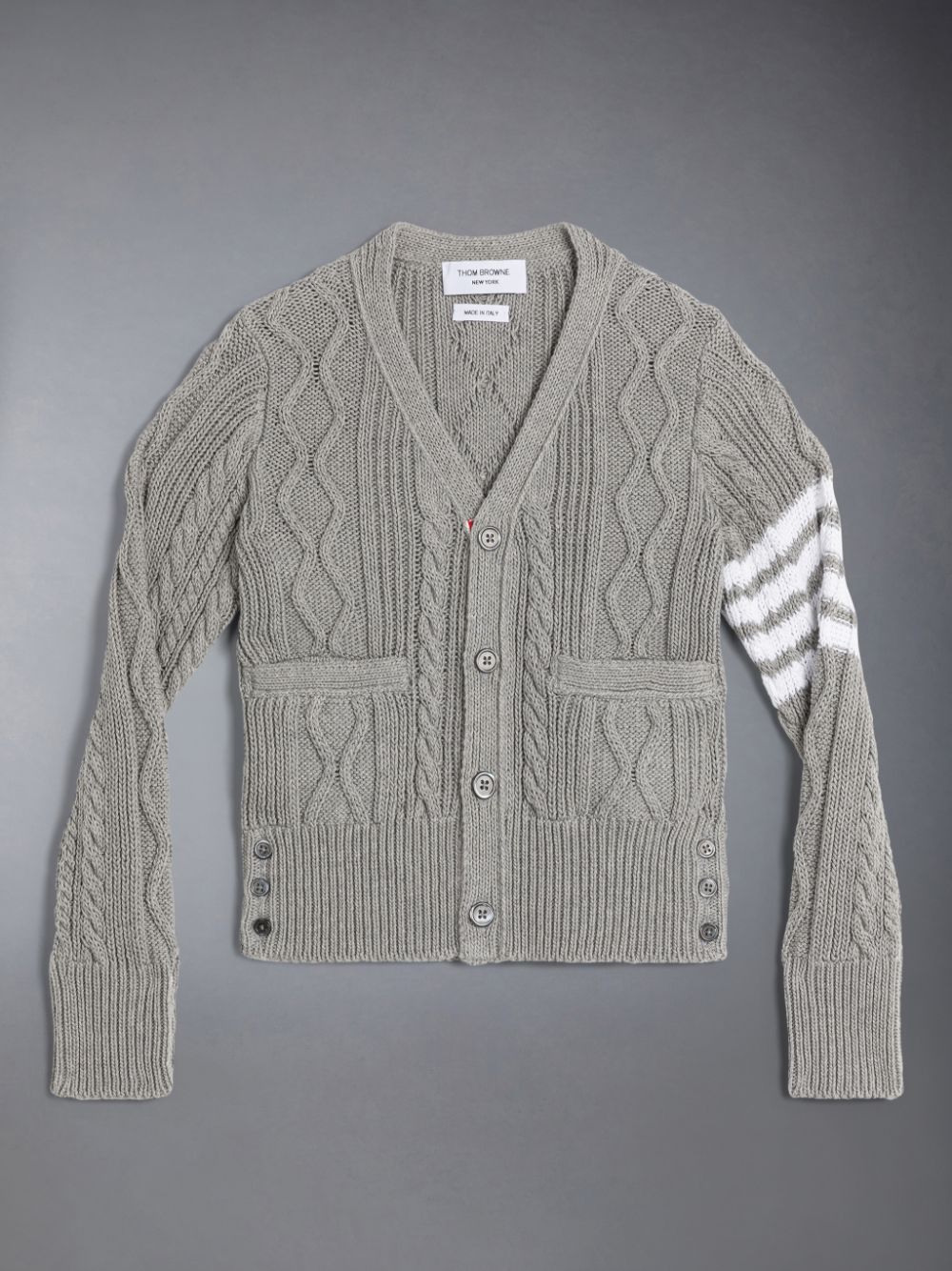 Thom Browne Cotton V-neck Boys\'s Cardigan Grey | HCF09B42803