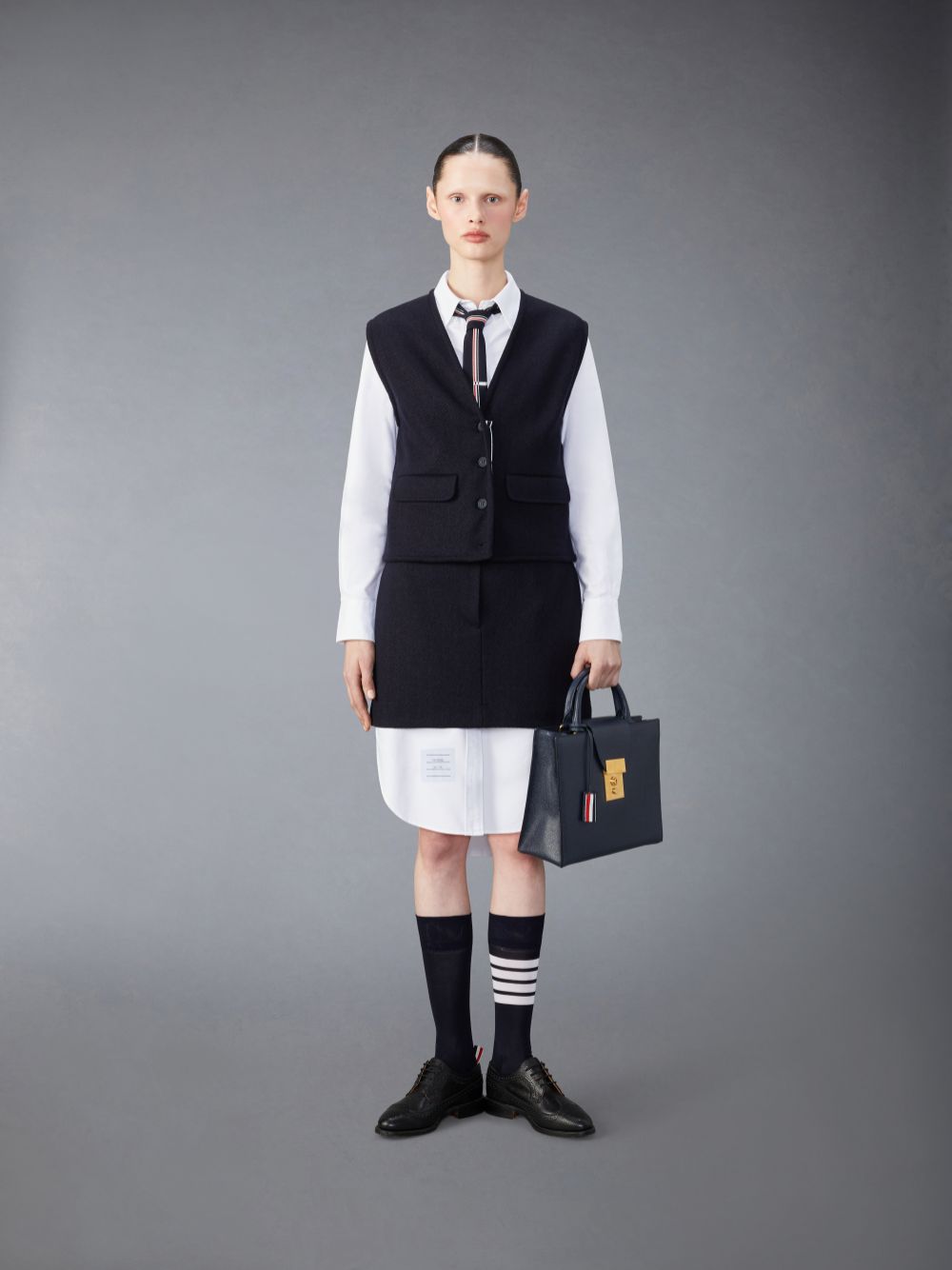 Thom Browne Cotton Wool Mini Women Skirts Blue | YVN89I27335