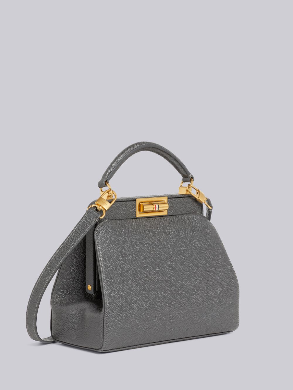 Thom Browne Dark Pebble Grain Leather Small Doctor Women Tote Bags Grey | DLX14J04654