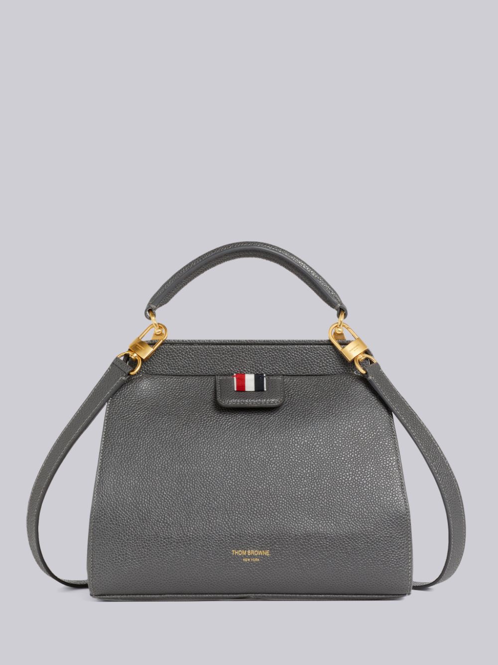 Thom Browne Dark Pebble Grain Leather Small Doctor Women Tote Bags Grey | DLX14J04654