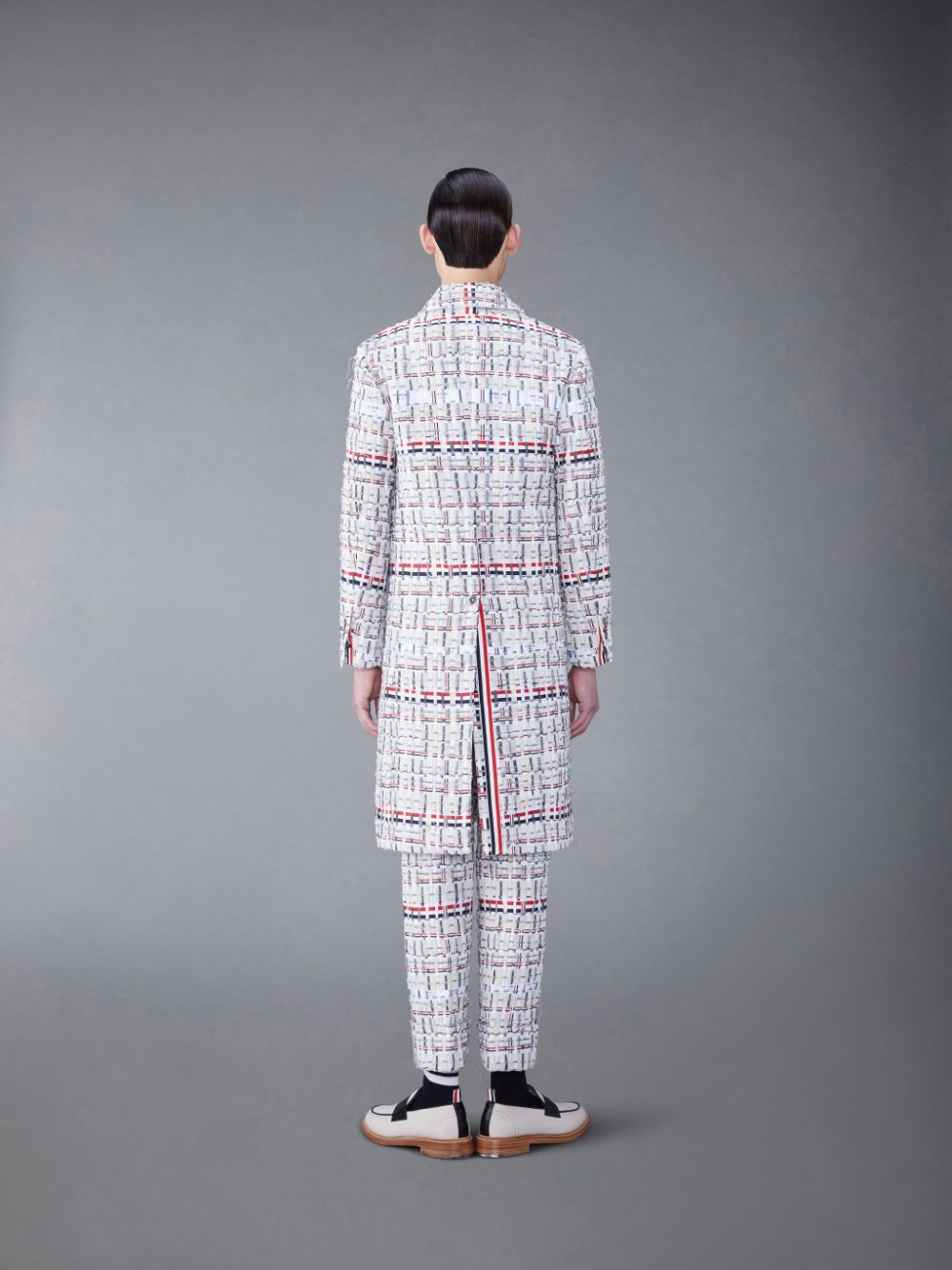 Thom Browne Deconstructed Tweed Relaxed Bal Collar Men Coats Beige | OTG51C51483