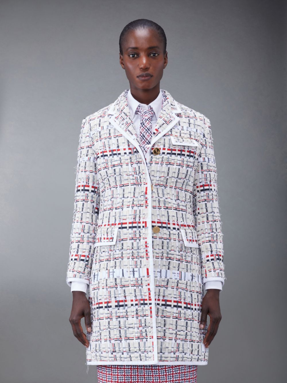 Thom Browne Deconstructed Tweed Slim Fit Sport Women Coats Multicolor | QGG63N06402