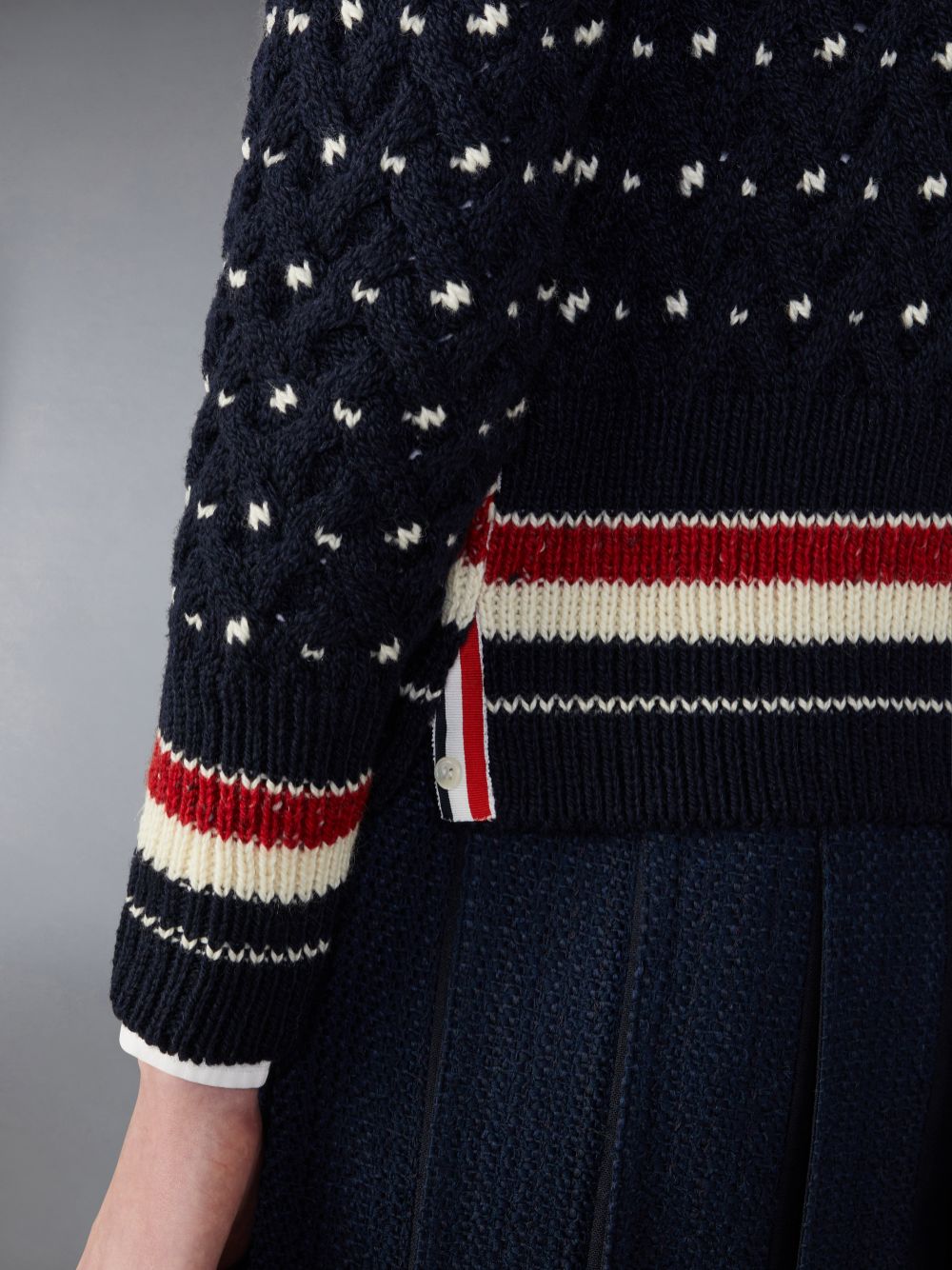 Thom Browne Donegal Cable Classic Men Cardigan Blue | MVU76J10137