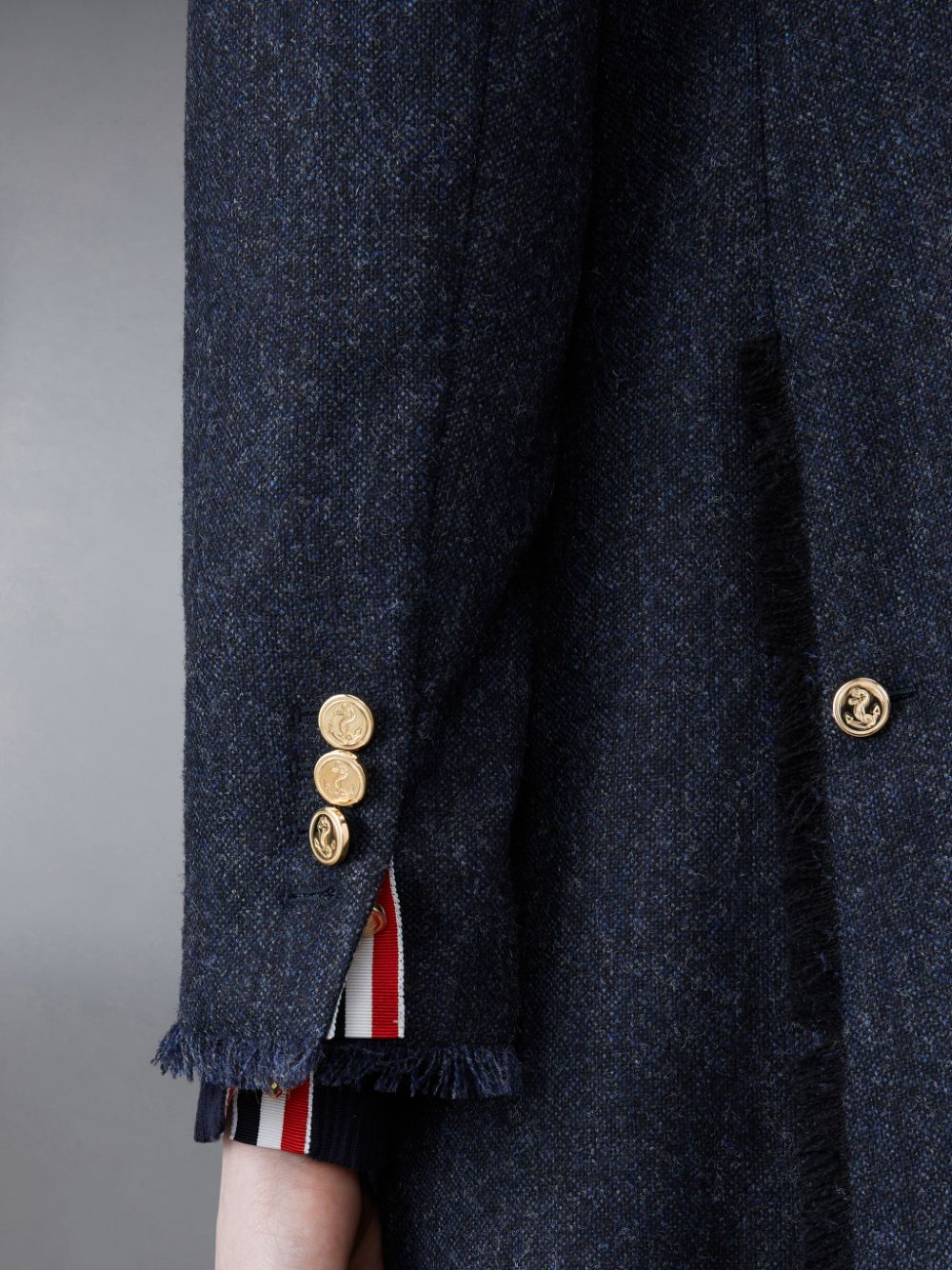 Thom Browne Donegal Tweed Wide Lapel Women Coats Blue | ZIZ37O80867