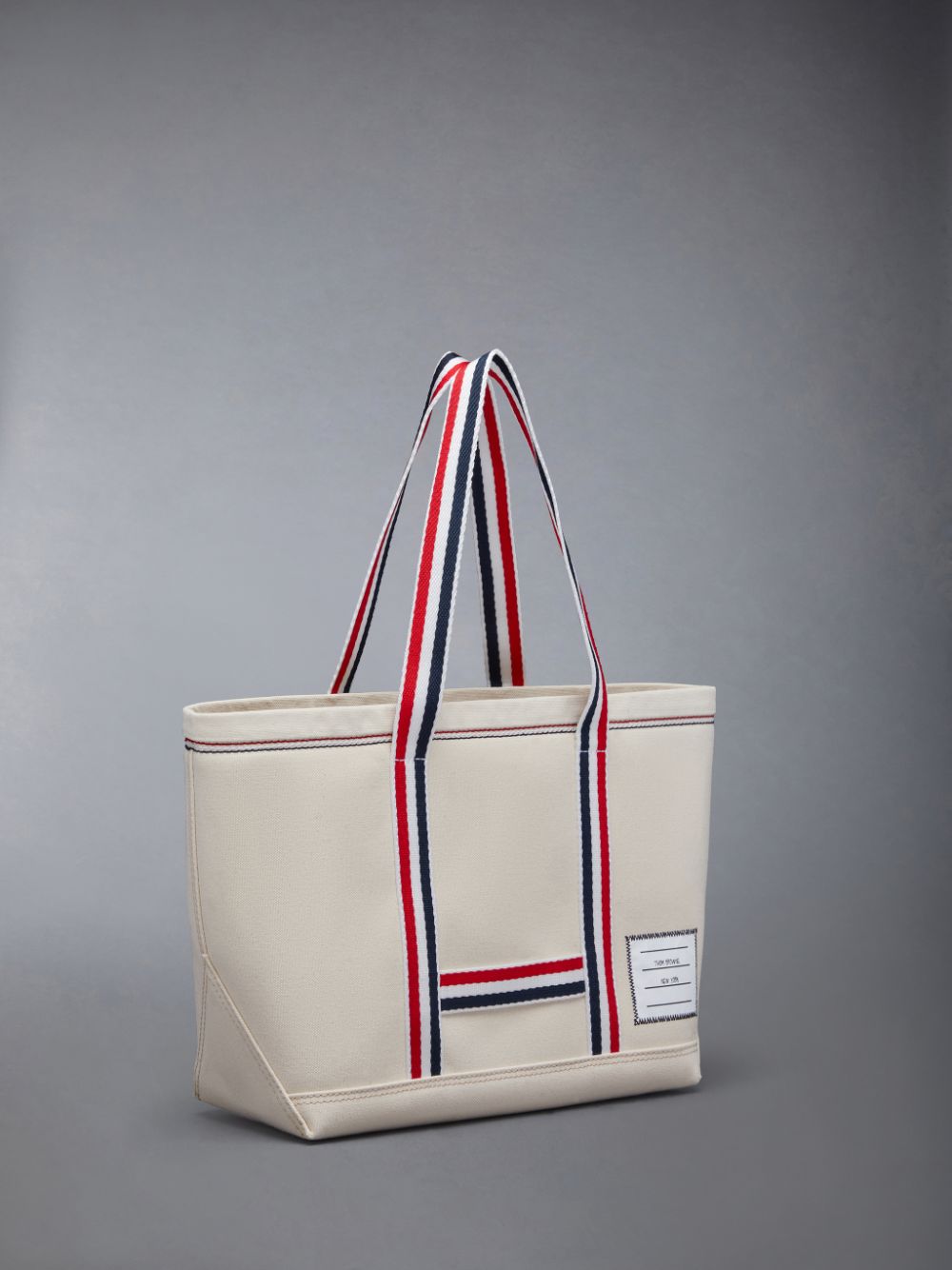 Thom Browne Double Face Canvas Small Tool Men Tote Bags White | VWR06V78937